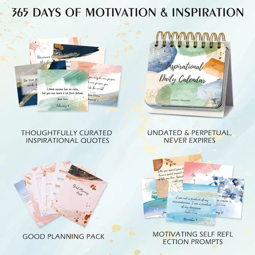 Miniatura 3 de Calendario diario motivacional e inspirador - Calendario diario con citas inspiradoras, 14 cm x 12.2 cm, decoración de escritorio perpetua sin