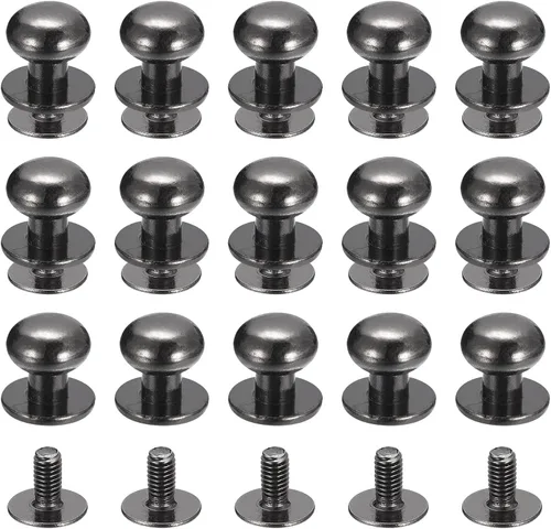 Miniatura 30 de uxcell Remaches de cabeza de bola de 0.157 pulgadas (0.157 in), tornillo trasero, paquete de 15 remaches de pezón de botón de cabeza redonda