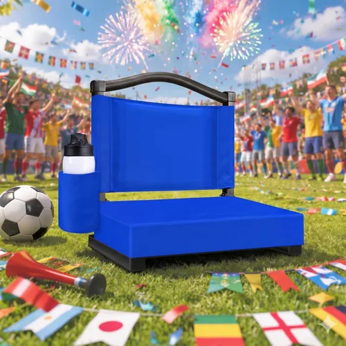 Miniatura 2 de Fragess Asiento para gradas, asientos de estadio con respaldo y cojín grueso, sillas de gradas con correa para el hombro y bolsillo lateral, asiento