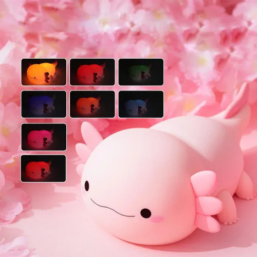 IFTHFOUR Luz Nocturna de Axolotl – Linda Lámpara Recargable y Ajustable de Silicona, Decoración Kawaii para Habitación de Niños Niñas y Niños