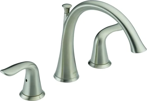 Grifo Delta Faucet Lahara de 2 Manijas Widespread para Bañera Romana - Níquel Cepillado - Acero Inoxidable T2738-SS