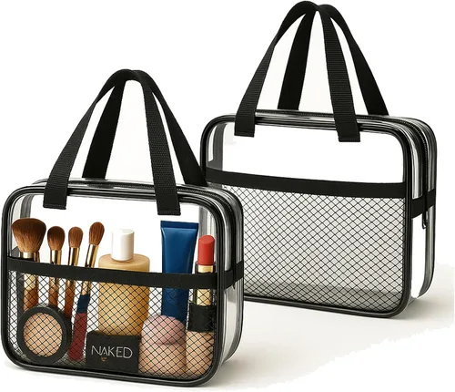 Miniatura 9 de XEWEA Bolsas de Aseo Transparentes de Viaje, Paquete de 3 Bolsas de Maquillaje Transparentes Aprobadas por TSA para Hombres y Mujeres, Kit