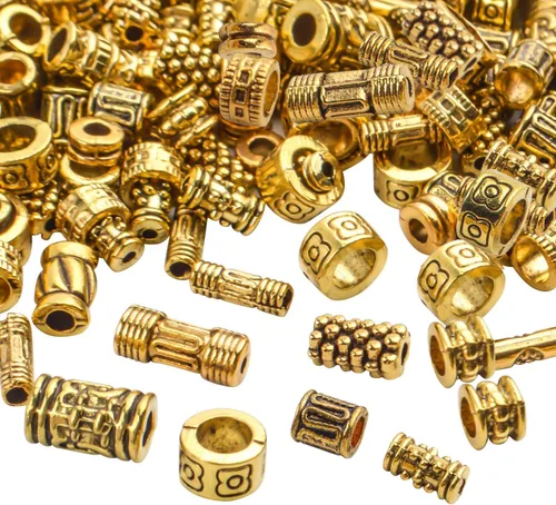 Miniatura 5 de BronaGrand 3.53 oz (alrededor de 220-300 unidades) cuentas espaciadoras de columna de oro antiguo, abalorios, collares, dijes, accesorios para Oro
