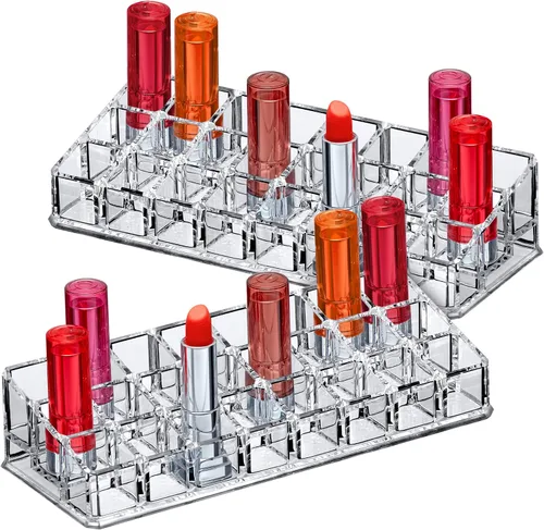 Miniatura 5 de Amazing Abby - Glamour - Paquete de 2 organizadores de lápiz labial acrílico de 12 ranuras, soporte para lápiz labial, soporte para brillo