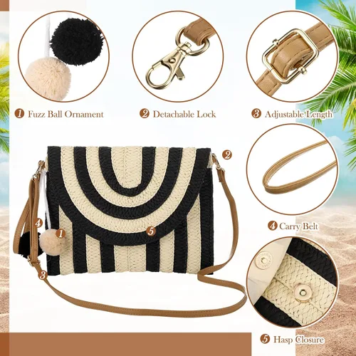 Miniatura 5 de Frienda Bolso bandolera de paja para mujer