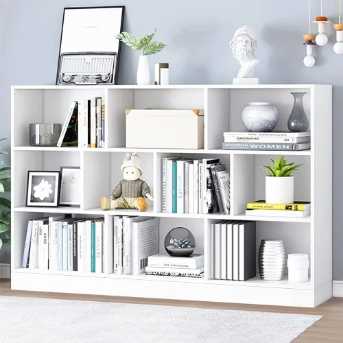 Miniatura 36 de IOTXY Estantería Baja con Estante Abierto - Gabinete de Exhibición Organizador de Pie de Madera de 3 Niveles con Base, Estantería Horizontal Corta