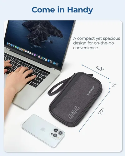 Miniatura 5 de BAGSMART Organizador de cables de viaje pequeño, organizador técnico para cargador, teléfono, negro