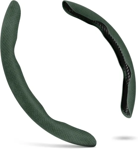 Miniatura 13 de Funda para volante Alcantara de 2 piezas, diseño deportivo dividido para ruedas en forma de D y O, suave al tacto, agarre antideslizante, comodidad