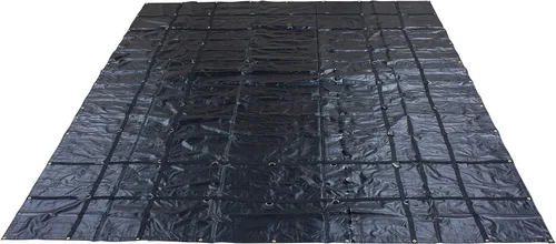 Mytee Products Lona de acero de 18 onzas con caída de 4 pies, de vinilo resistente al agua, color negro, para proteger la carga del viento, la