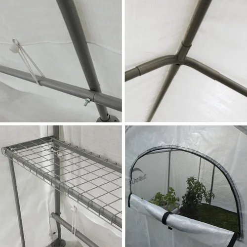 Miniatura 3 de ShelterLogic Invernadero GrowIT de 6' x 8' x 6.5' Estilo Techo a Dos Aguas Casa de Cultivo para Patio Trasero con Estantería Integrada, 6' x 8' x