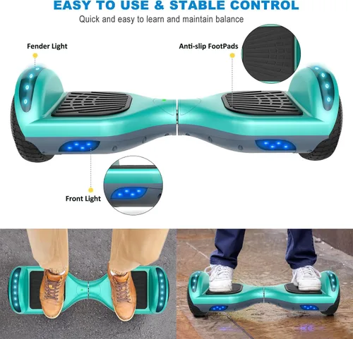 Miniatura 4 de FLYING-ANT Patinete autoequilibrante de 16.51 cm con altavoz y luces LED rojas
