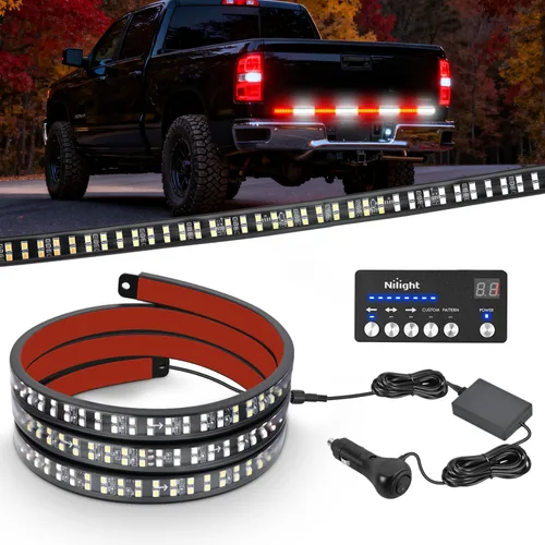 Miniatura 24 de Nilight - Tira de luz LED para plataforma trasera de 30 pulgadas de UTV, 204 LED, luces de freno ámbar, luces intermitentes rojas, compatible