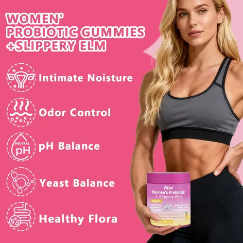 Miniatura 7 de Gomitas de probióticos vaginales femeninos, apoyan el equilibrio del pH y la salud digestiva, olmo resbaladizo para mujeres, sin suagr, veagn, sabor