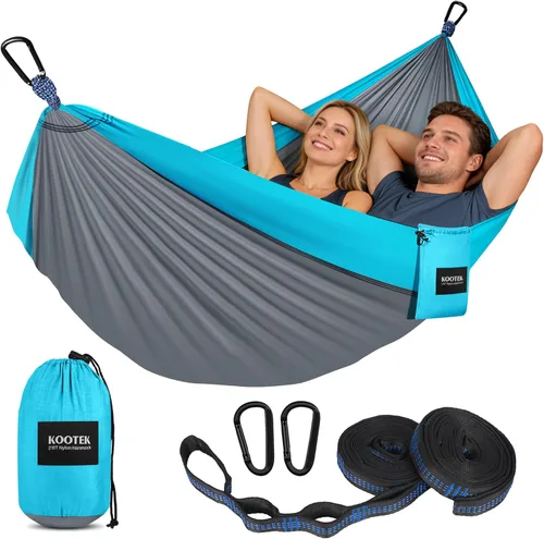 Kootek Hamaca de campamento, hamacas portátiles con correas para árboles y bolsa de transporte adjunta, equipo esencial de campamento, perfecto para