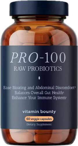 Vitamin Bounty Pro-100 Probiotic 100 mil millones de UFC – 13 cepas para la salud digestiva y apoyo inmunológico – Probióticos de alta potencia para