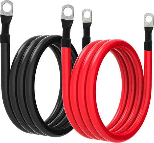 Miniatura 13 de Cable de batería 4 AWG calibre 4AWG de cobre puro con terminales de 3/8 pulgadas en ambos extremos, juego de cables para inversor de energía