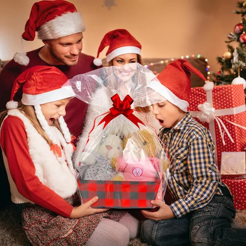 Miniatura 7 de Kolewo4ever 36 Piezas 12 Paquetes Juego de Cestas de Regalo de Navidad 8x10'' Cestas de Regalos Vacías para Llenar con Cesta Vacía, Bolsas de Cesta