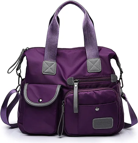 Miniatura 9 de Bolso de mano ligero, floral, con asa superior con múltiples bolsillos de nailon para el trabajo, resistente al agua, bolsa para viajes, de hombro