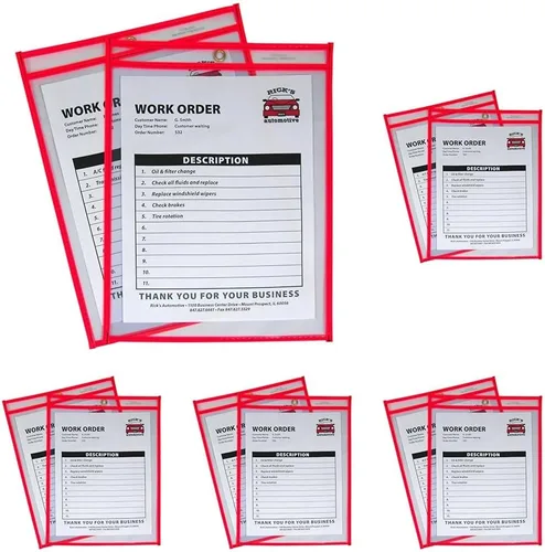 Miniatura 4 de C-Line sobres estuches para boletos de compra con cosido de neón, 9 x 12 pulgadas, Rojo