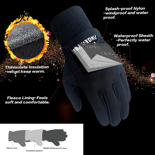 Miniatura 2 de FINGER TEN Guantes de invierno para niños impermeables con calentador de cuello libre pantalla táctil para niños y niñas para clima frío deportes al
