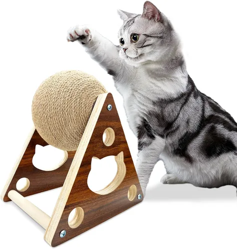 Miniatura 7 de Juguete rascador para gatos, cuerda de sisal natural para gatos, juguete rascador con pelota para gatos, gatitos, perros y cachorros, juguete