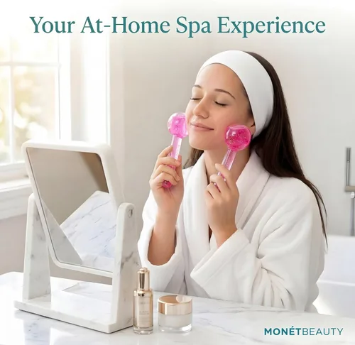Miniatura 7 de MonétBeauty Globos de Hielo para el Rostro, Seguros para Congelador y Globos Faciales Altamente Efectivos para Rutinas de Belleza Diarias, Rodillo
