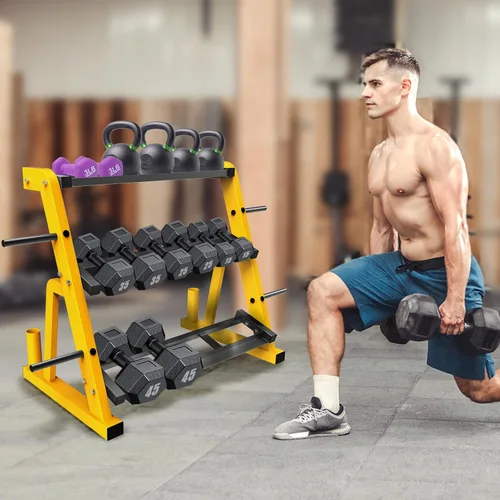 Miniatura 5 de Kipika Soporte para Mancuernas de Servicio Pesado de 3 Niveles Multifuncional, Soporte de Peso para Mancuernas, Equipo de Gimnasio en Casa, Adecuado