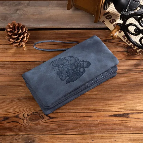 Miniatura 6 de Billeteras de fotos personalizadas para mujer, de cuero plegable con bolsillo con cremallera para mujer, multifuncional, larga tarjeta de crédito