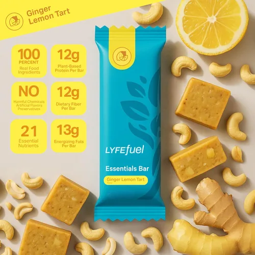 Miniatura 3 de LyfeFuel Barras esenciales de alto contenido en proteínas, reemplazo de comidas, veganas, barras de proteína bajas en carbohidratos a base