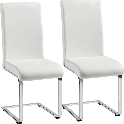 Miniatura 21 de Yaheetech Juego de 2 sillas de comedor modernas tapizadas de piel sintética con respaldo alto y patas metálicas cromadas para cocina, sala de estar