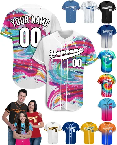 Miniatura 36 de Camiseta de béisbol personalizada para hombres, mujeres y niños con nombre, número y logotipo, camisetas de sóftbol personalizadas, S-4XL