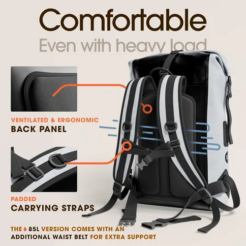 Miniatura 7 de Mochila impermeable Earth Pak - Mochila de senderismo resistente - Bolsa con cierre enrollable - Bolsa seca acolchada con carcasa impermeable
