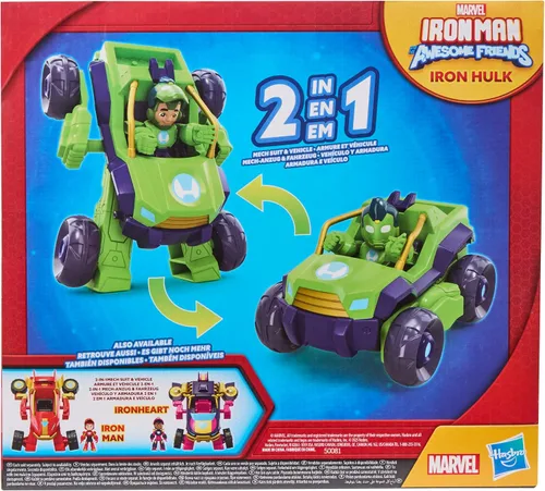 Miniatura 9 de Marvel Iron Man and his Awesome Friends 2 en 1 Mech Suit & Vehicle, juego de figura de acción y vehículo de juguete, juguetes de superhéroes a