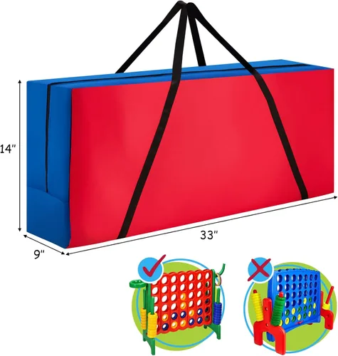 Miniatura 7 de COSTWAY Bolsa de transporte gigante 4 en una fila, bolsa de almacenamiento para juego gigante gigante de 4 en fila (juego no incluido), para juego