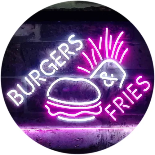 Miniatura 9 de ADVPRO Burgers & Fries Fast Food Open Shop - Letrero de neón LED de doble color, azul y rojo, 16 x 12 pulgadas, st6s43-i3192-br