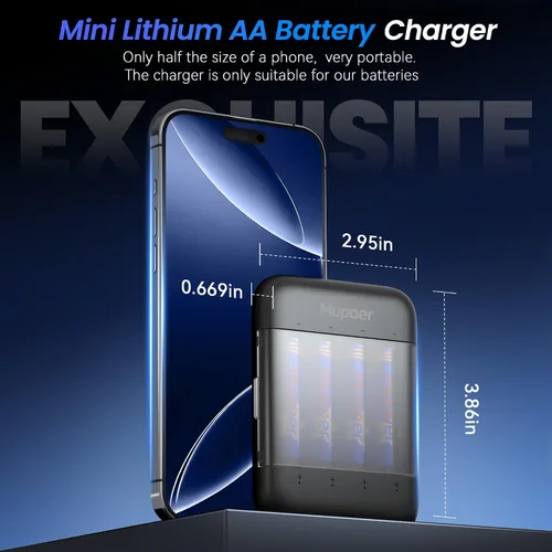 Miniatura 3 de Baterías AA recargables con caja, baterías de litio de 3600 mWh, AA de 1.5 V, 4 unidades, batería doble A, recargable, iones de litio de larga
