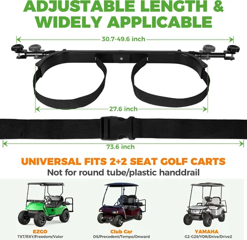 Miniatura 6 de 10L0L Soporte universal para bolsa de carrito de golf, accesorio ajustable para asiento trasero sin taladros para 2+2 plazas, se adapta a Yamaha