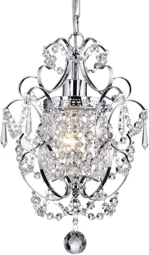 Miniatura 10 de Edvivi Amorette - Mini candelabro de cristal, 1 lámpara moderna y elegante de techo de bronce antiguo, iluminación colgante ajustable para armario