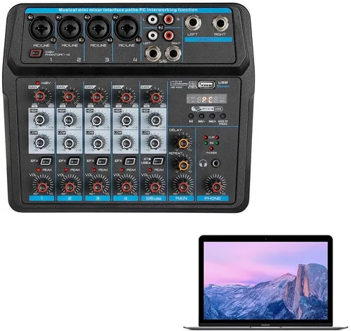 Miniatura 2 de Mezclador de audio, consola de mezcla de sonido, mezclador profesional, mezcla de potencia, USB para grabación/DJ/karaoke/escenario y estudio