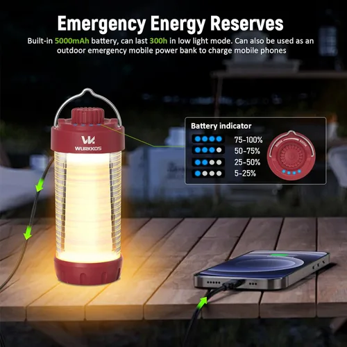 Miniatura 5 de Wurkkos CL01 Linterna de camping recargable, luz de campamento de 550LM con base magnética, luz RGB, atenuación continua, hasta 300 horas