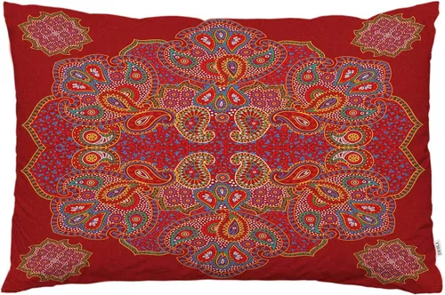 EKOBLA Funda de almohada roja Paisley Floral Mandala Retro Serie Étnica Medallón Bohemio Estilo Bohemio Decoración Lumbar Funda Cojín Cojín para
