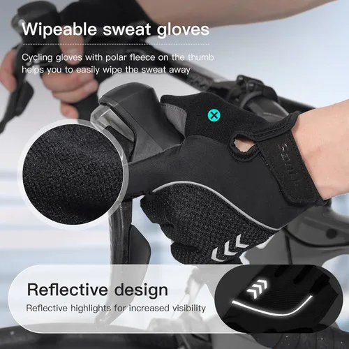 Miniatura 4 de Santic Guantes de ciclismo para adultos, guantes de ciclismo de medio dedo con almohadilla antideslizante que absorbe los golpes, guantes