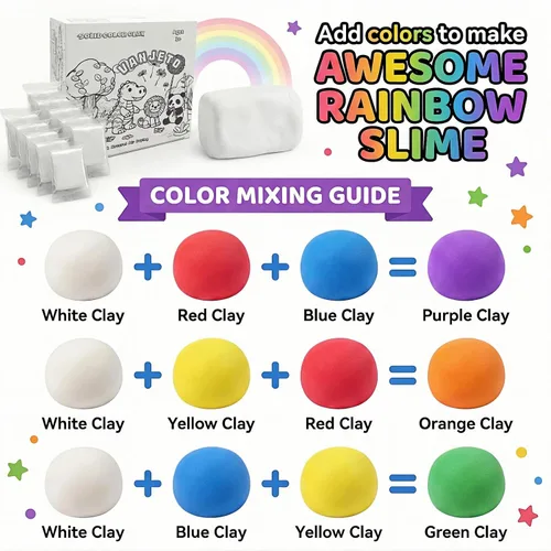 Miniatura 3 de Arcilla para modelar para niños, arcilla mágica VANJETO para niños secado al aire, arcilla súper suave para bricolaje Slime, arcilla de modelado Rojo