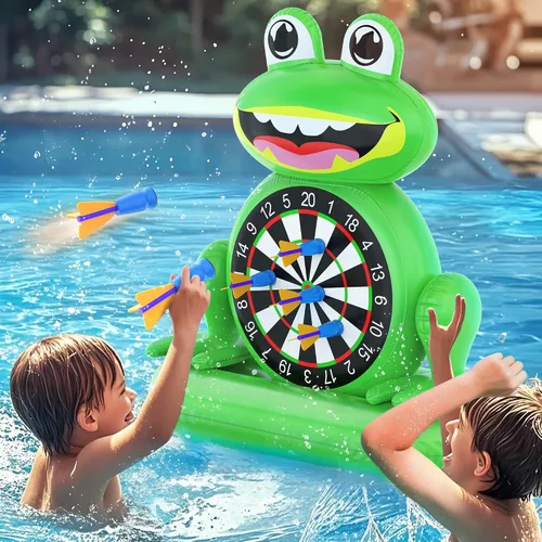 MOONTOY Juguetes de piscina para niños, juego de mesa inflable de dardos de rana, juegos de piscina para playa y patio trasero, juguetes de agua de