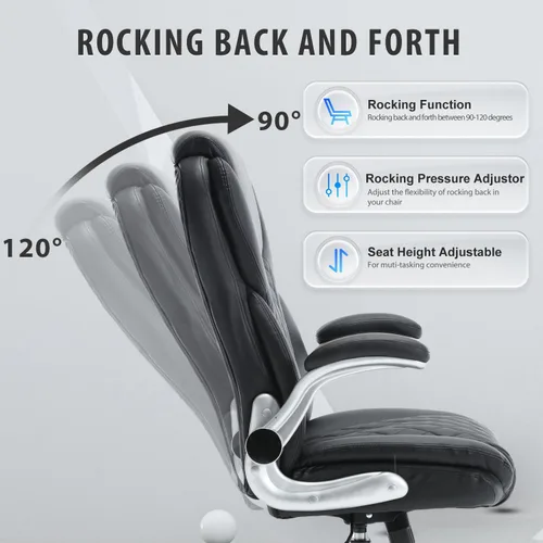 Miniatura 5 de Silla de oficina grande y alta de 400 libras, silla de escritorio ergonómica de respaldo alto con soporte lumbar, silla ejecutiva de piel sintética