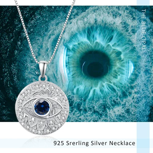 Miniatura 7 de TUGHRA Collar contra el mal de ojo de plata esterlina S925 con dije de mal de ojo, collares de protección, amuleto de joyería de regalo