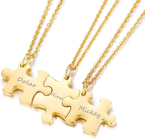 Collar de acero inoxidable con nombre personalizado para 23456 mejores amigos, collar de costura conectada, joyería de amistad, joyería familiar