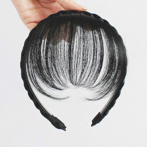 Miniatura 5 de Extensiones de cabello sintético con flecos, para mujeres y niñas (negro)