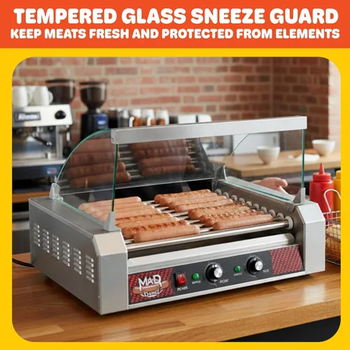 Miniatura 3 de Great Northern Popcorn - Cubierta de rodillo de vidrio templado para máquina de perritos calientes de 9 rodillos, protector para parrilla eléctrica