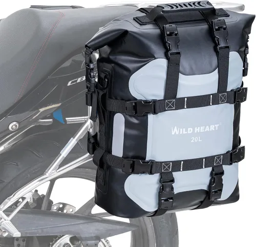 Miniatura 11 de Bolsa lateral para motocicleta WILD HEART de acero inoxidable, bolsa impermeable con suspensión, bolsas de sillín, 20L/25L, bolsa impermeable
